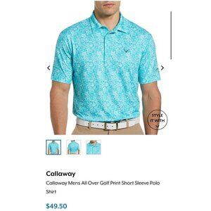 Callaway Polo Shirt Men Size XL Blue Floral Print Golf Opti Dri
